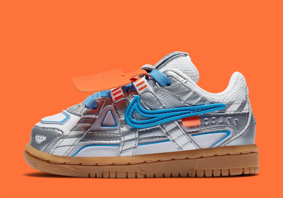 off white nike rubber dunk university blue