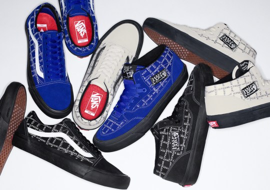 Supreme And Vans Accent The Old Skool And Half Cab With Printed Logo Patterns