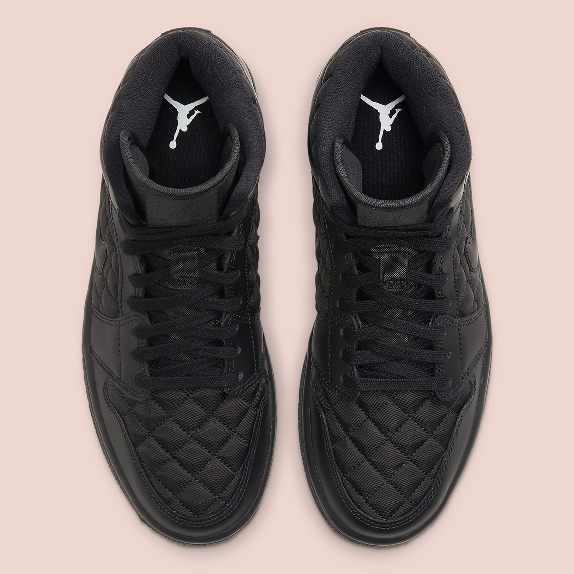 Air Jordan 1 Mid “Triple Black” Quilted Aerial View