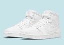 Womens Nike Air Jordan 1 Mid Quilted Triple Off White High Low DB6078-100  Sz 8.5