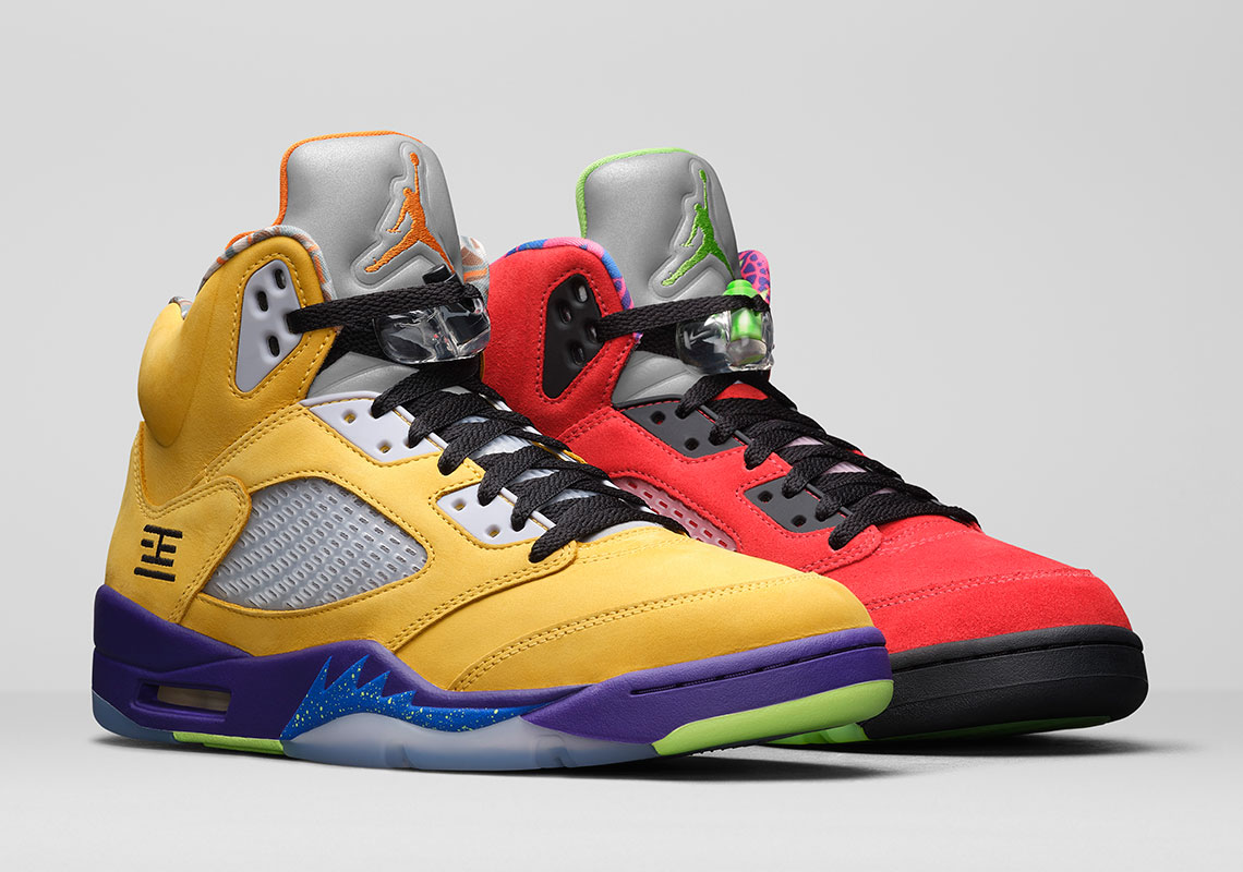 red and yellow jordans 5