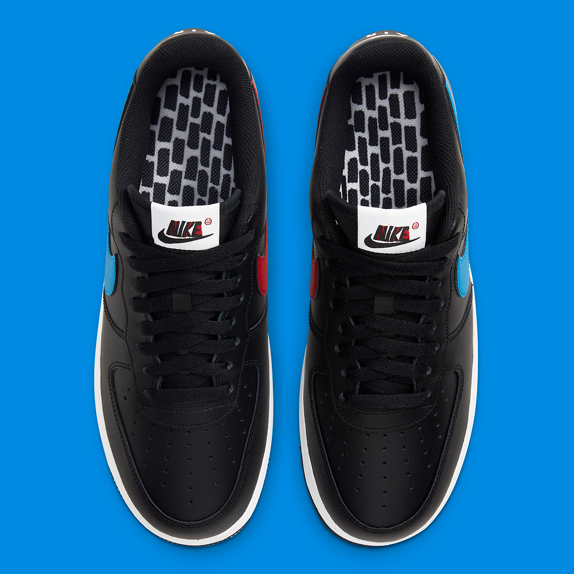 air force 1 black blue and red