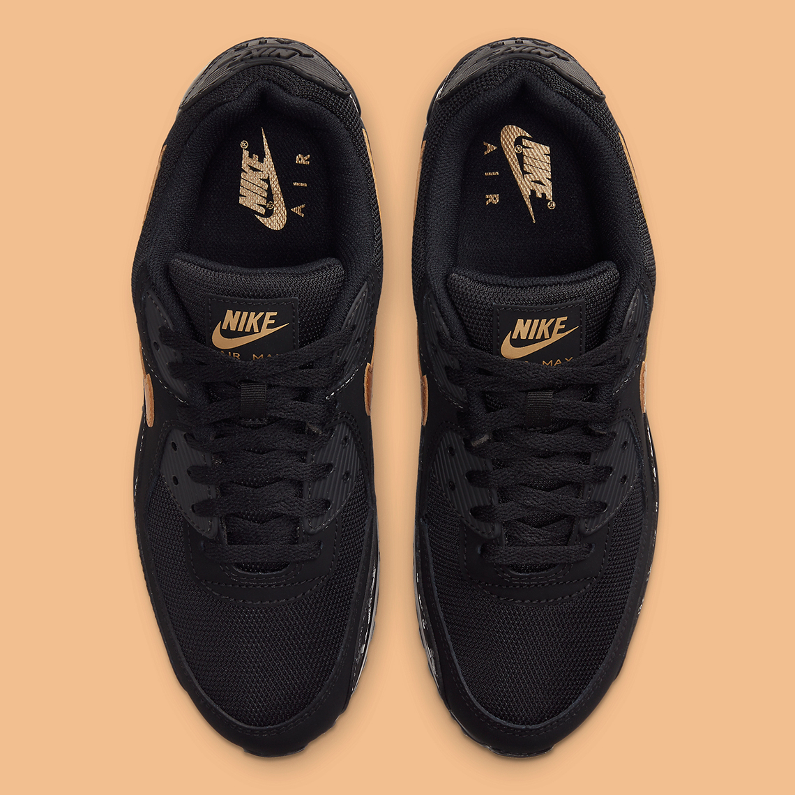 nike air max black with gold tick