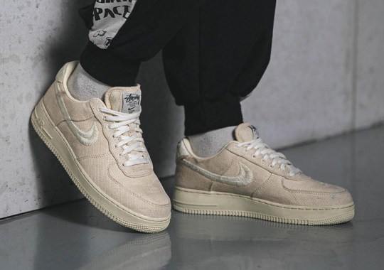On-Foot Look At The Stussy x Nike Air Force 1 Low “Fossil Stone”