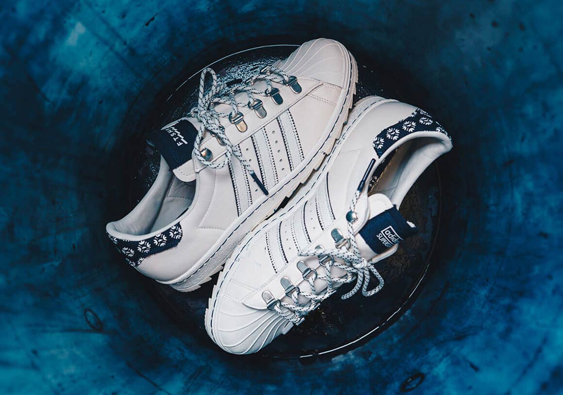 Footshop Adds Ripple Soles, Traditional Patterns, And D-Ring Lacing To The adidas Superstar
