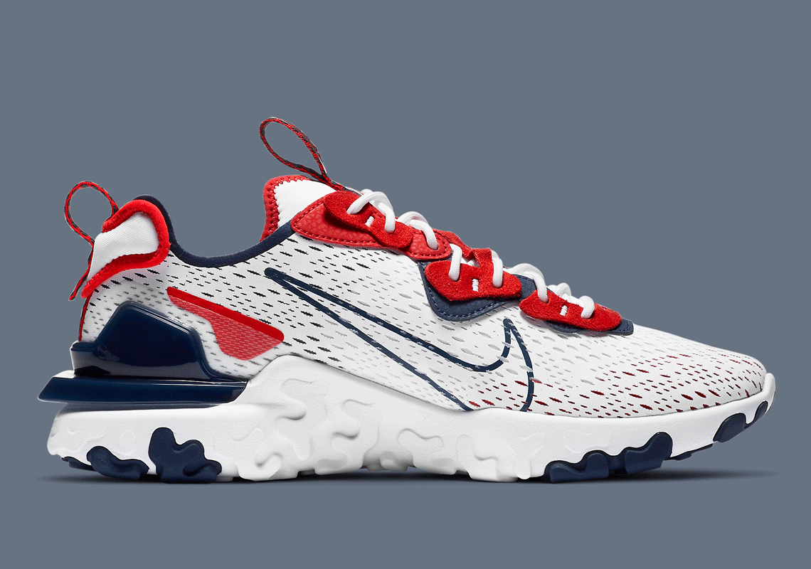 Nike react red hot sale white and blue