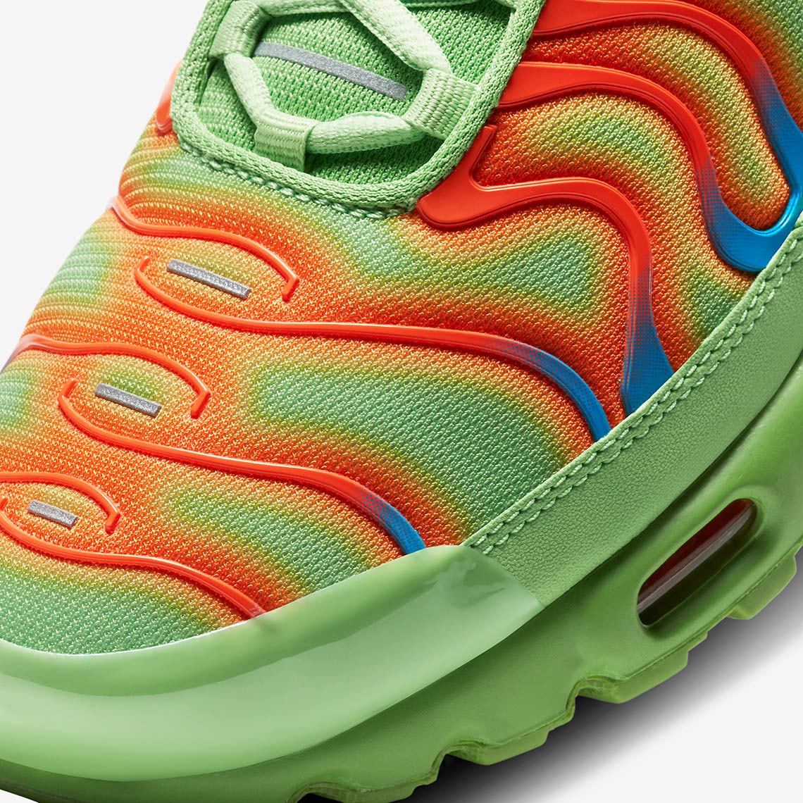 lime green blue and orange air max