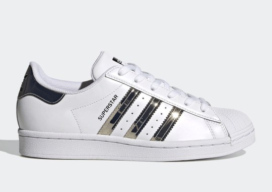 Silver Metallic Stripes Cover The adidas Superstar