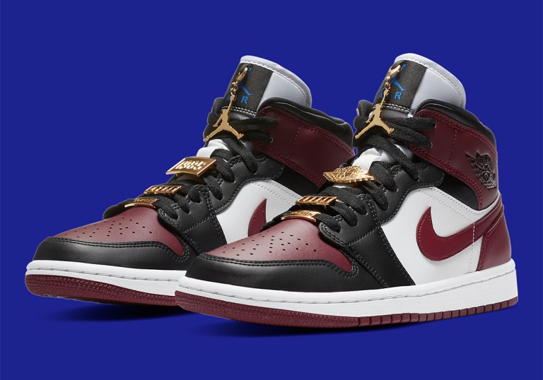 Air Jordan 1 Mid WMNS Maroon Black Gold CZ4385-016  display picture 2