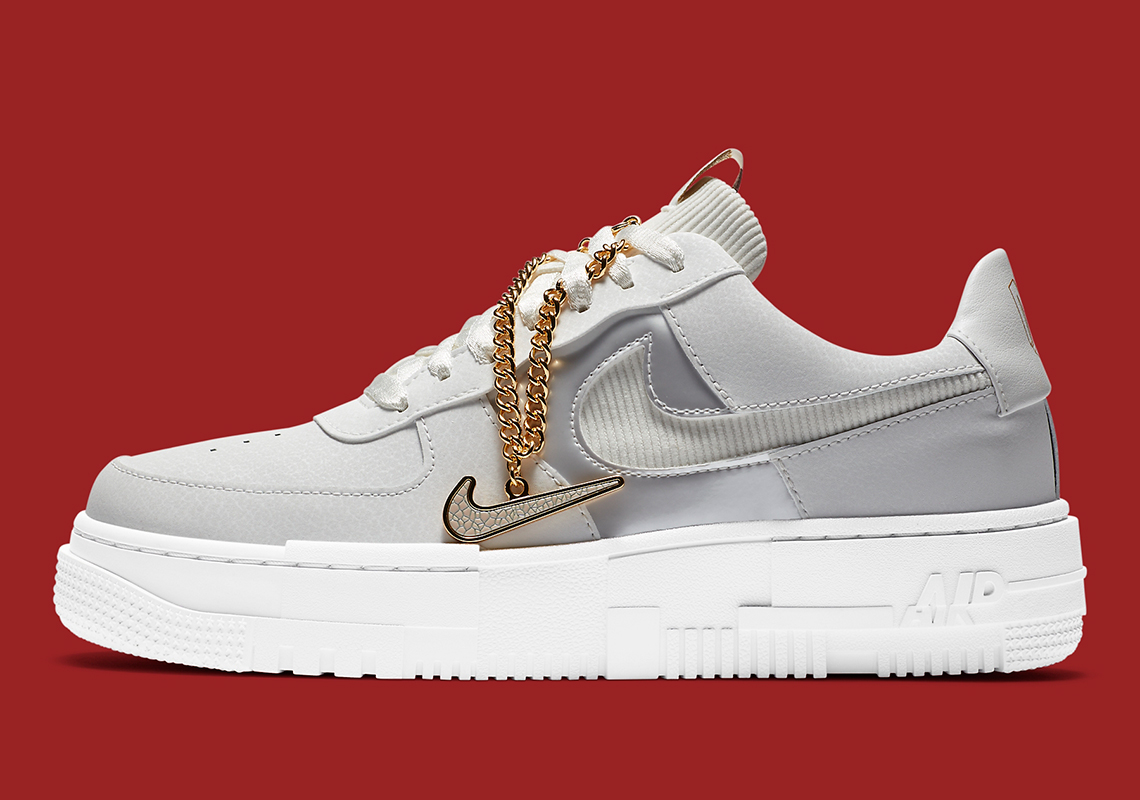 Nike Air Force 1 Pixel Grey Gold Chain DC1160-100 | Gov