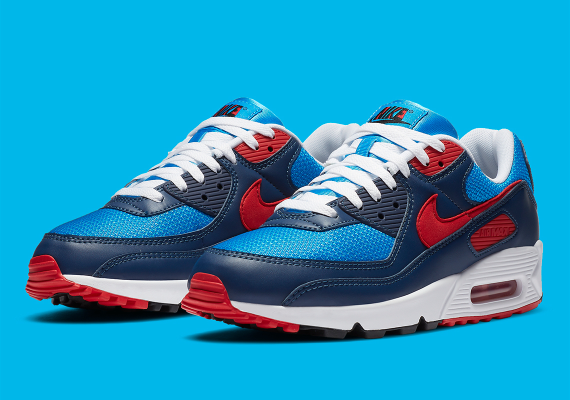 nike air max 90 blue and red