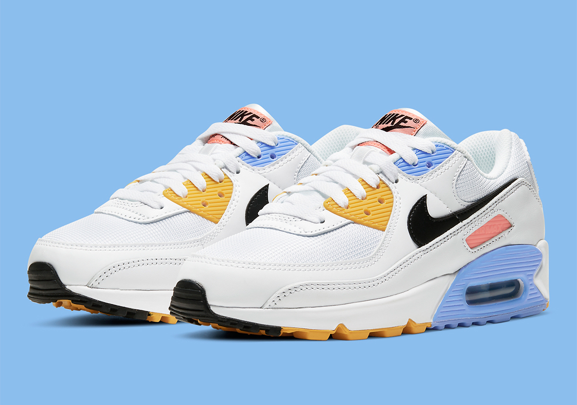 This Women's Nike Air Max 90 Gets Accents Of Solar Flare And Atomic Pink