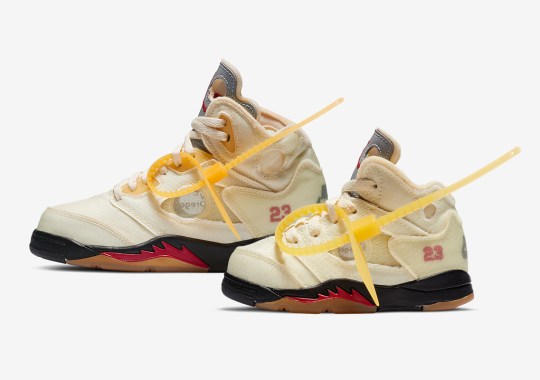 Off-White x Air Jordan 5 “Sail” Also Releasing In Pre-School And Toddler Sizes