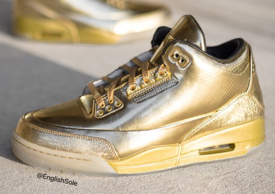 Detailed Look At Usher’s All-Gold Air Jordan 3 Sample, 1 of 10 In Existence