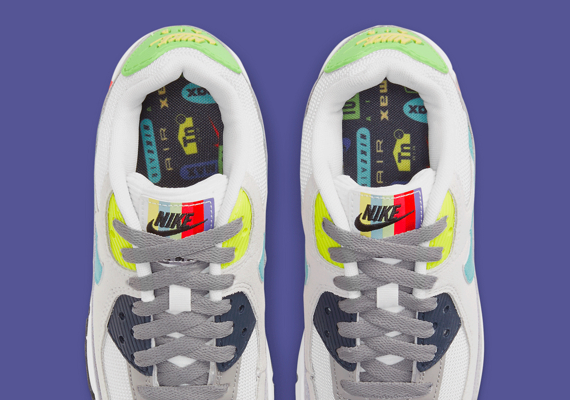 This Colorful Kid's Nike Air Max 90 Features A Mashup Of Different Logos