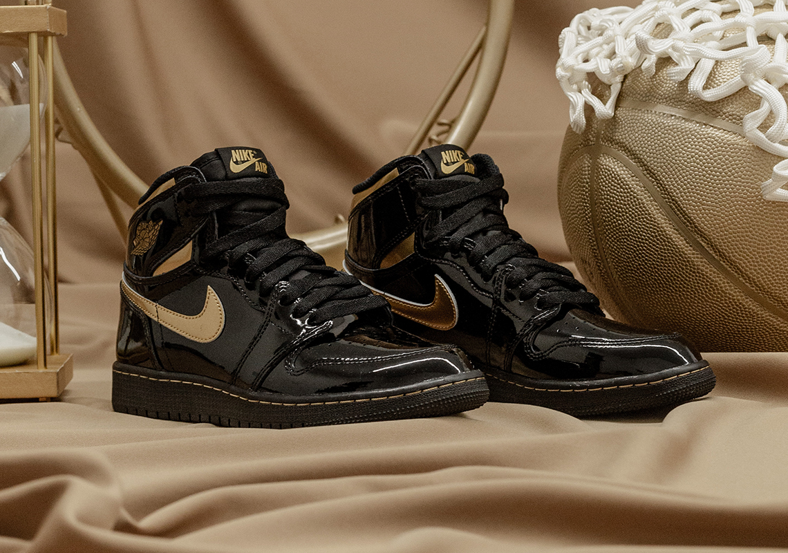 Air Jordan 1 Black Gold Patent Leather 555088-032 | SneakerNews.com