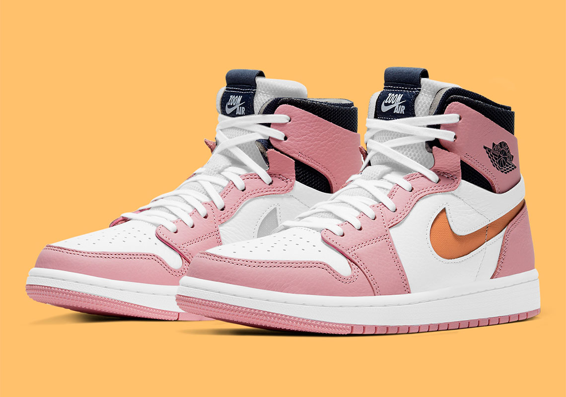 pink and white high top jordans