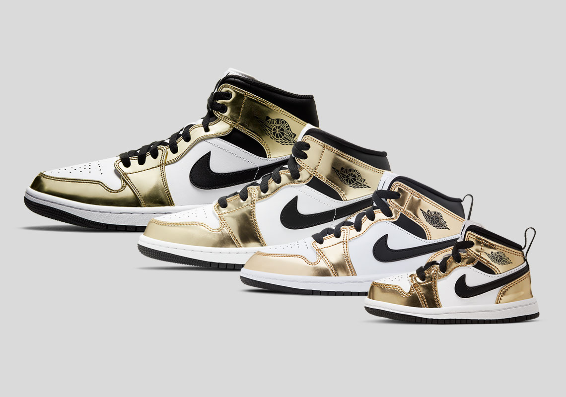 jordan 1 mid metallic gold black white