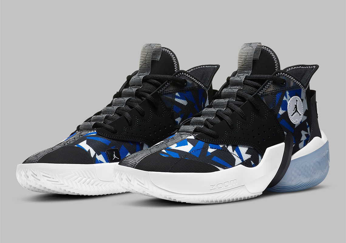 The Jordan React Elevation Gets A Fractal Pattern In Black, Royal, And White