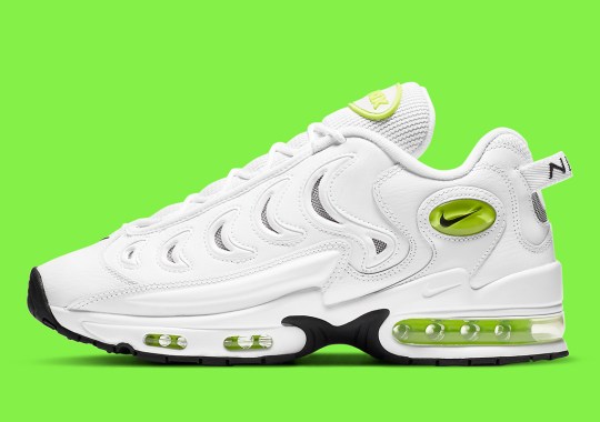 The Nike Air Metal Max Is Outfitted With White Leathers And Volt Accents