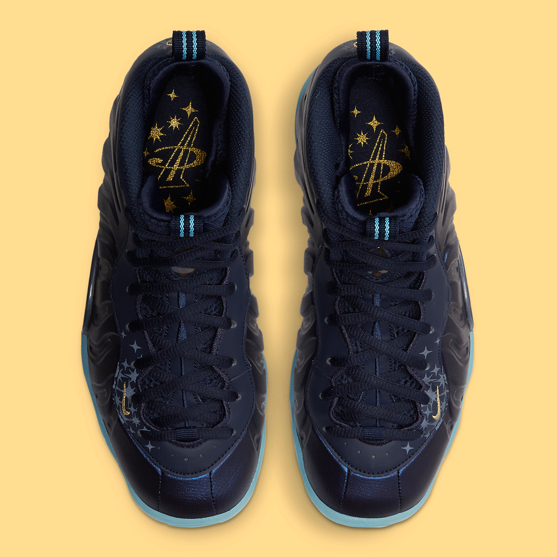 Nike Little Posite One Baltic Blue Obsidian Metallic Gold 8