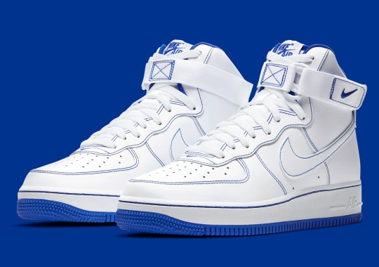 Royal Blue Contrast Stitching Appears On The Nike Air Force 1 High