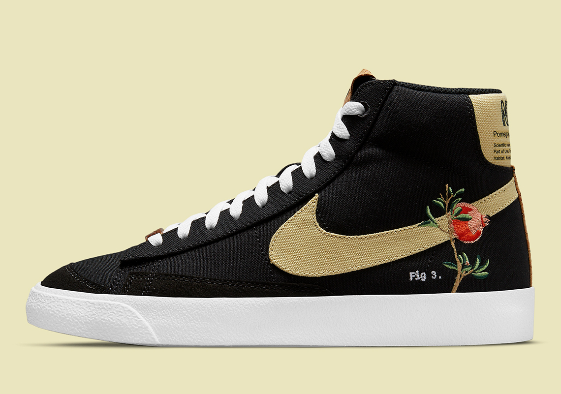 The Nike Blazer Mid “Pomegranate” Features An Embroidered Branch
