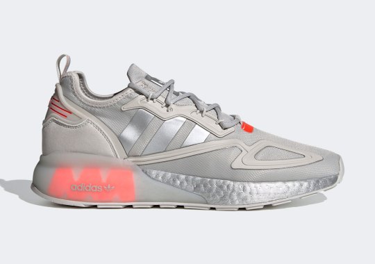 Silver Metallic And Solar Red Cover This adidas ZX 2K Boost