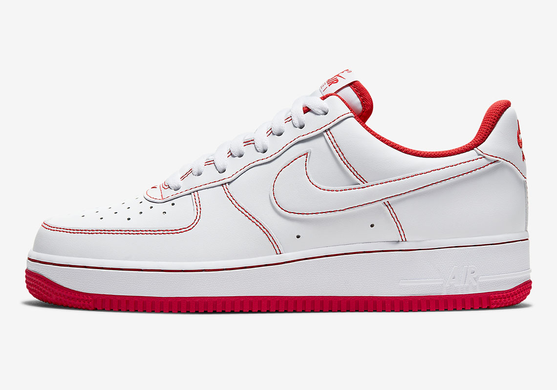 all white air forces with red check