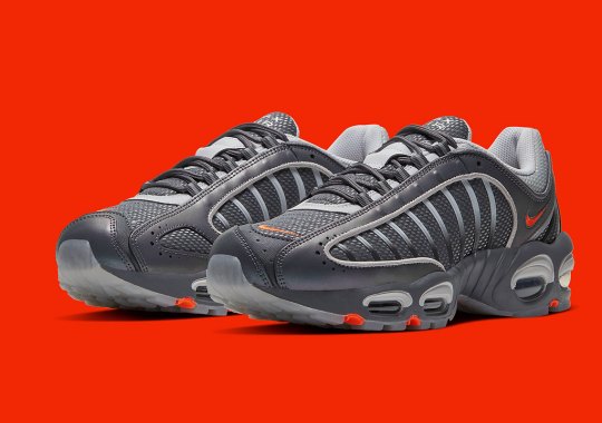 The Nike Air Max Tailwind 4 Appears In A Sporty Grey And Orange Mix