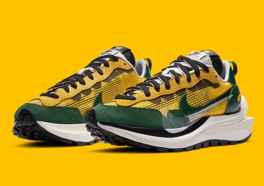 Official Images Of The sacai x Nike VaporWaffle In Green And Yellow
