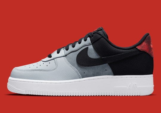 This Nike Air Force 1 Low Boasts Tri-color Blocking With Lava Red Heels