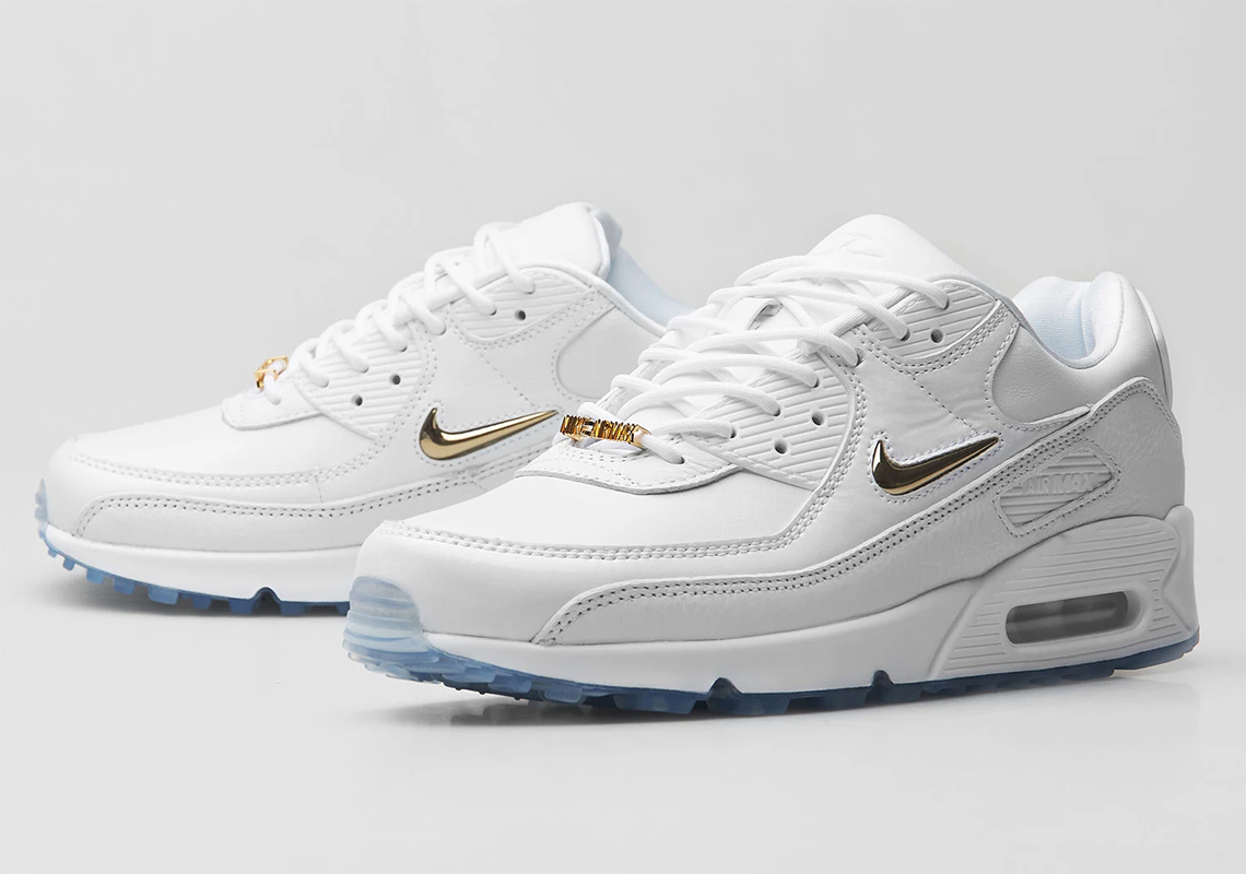 gold and white air max for women