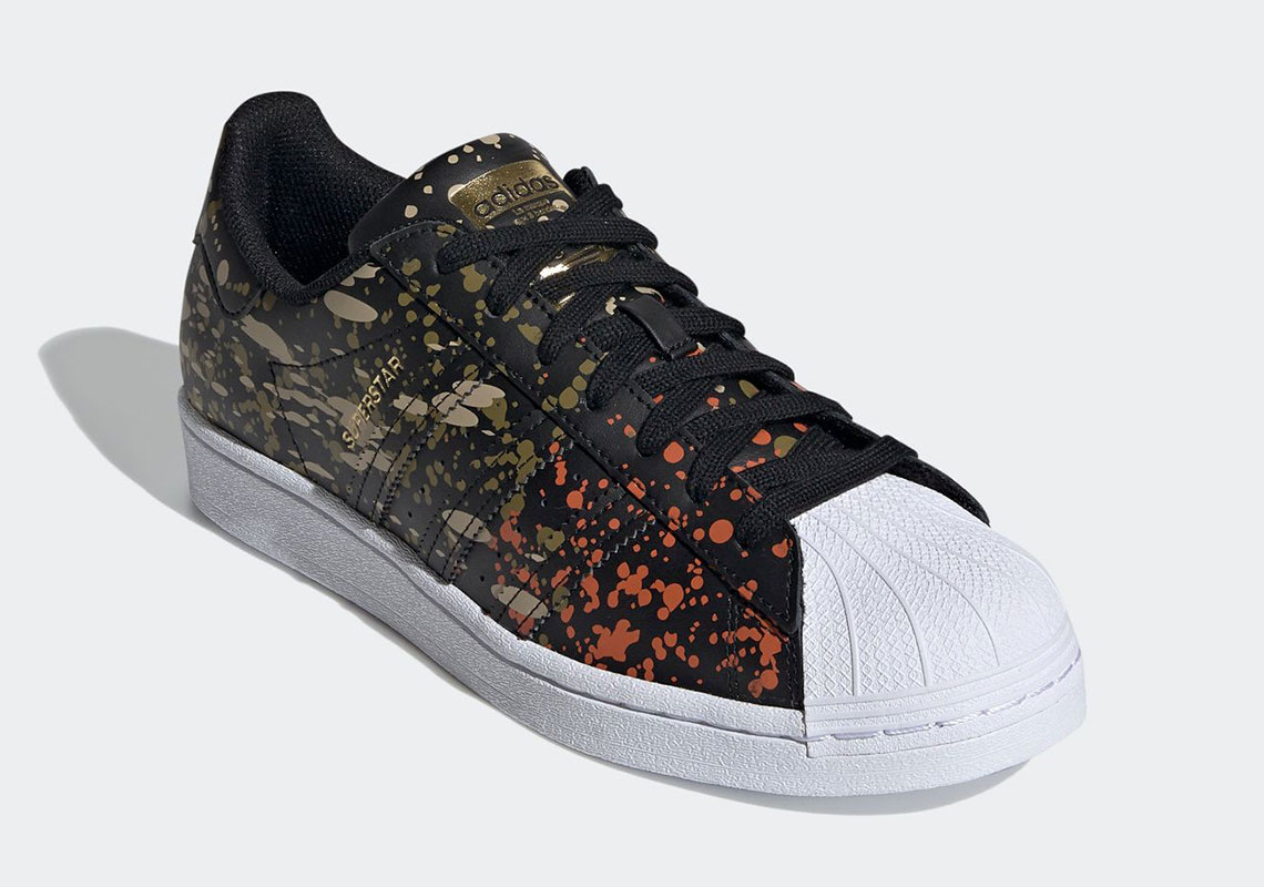 adidas shell toe paint splatter