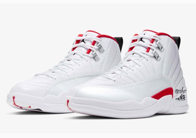 white and red 12 jordans