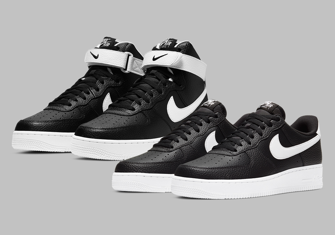black and white nike air force 1s