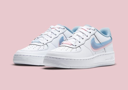 Light Pastel Double-Layered Swoosh Logos Appear On This Nike Air Force 1 Low For Girls