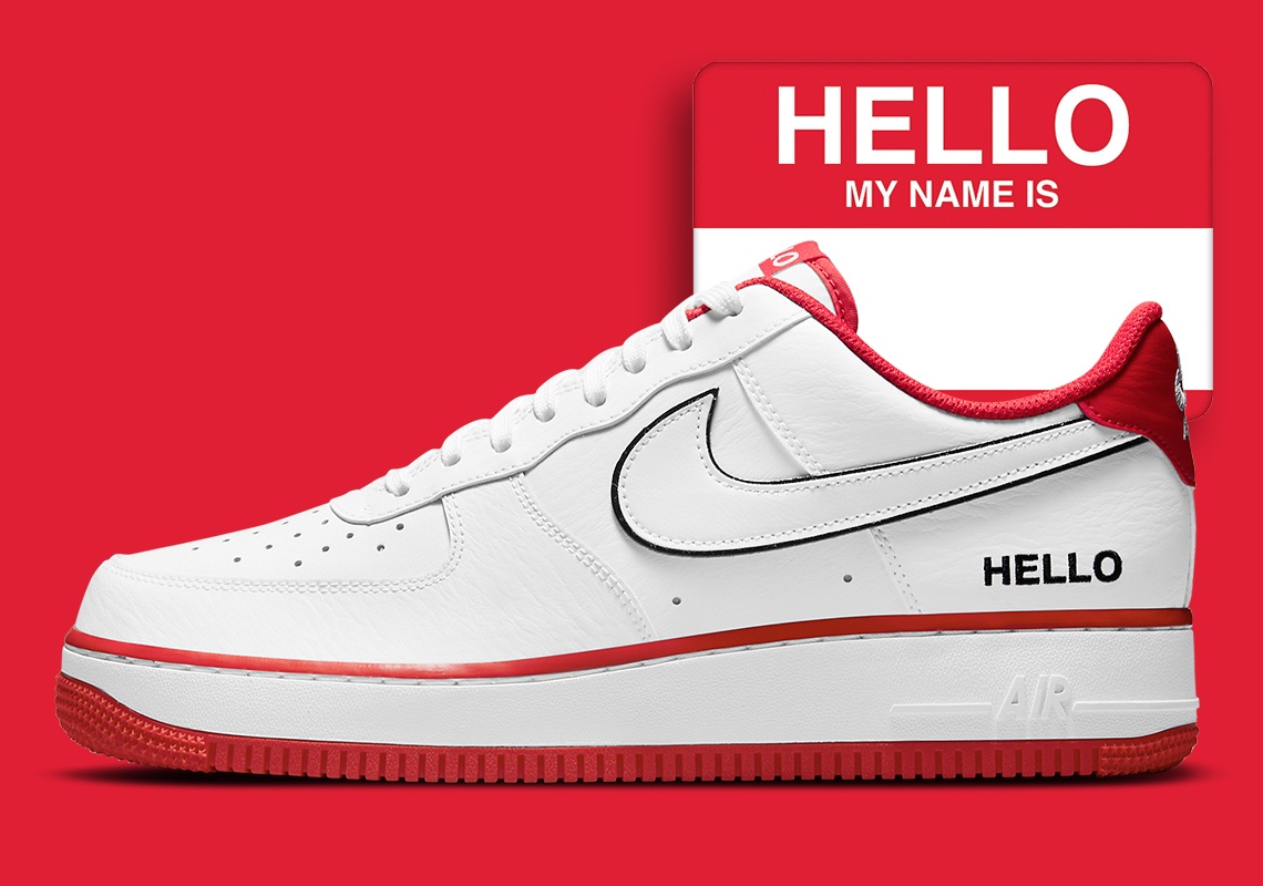 Nike Air Force 1 HELLO Name Tag White 