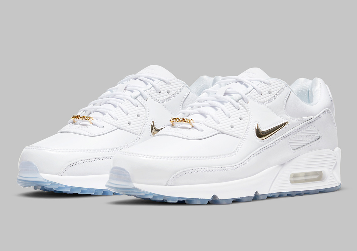 nike air max 90 white and gold