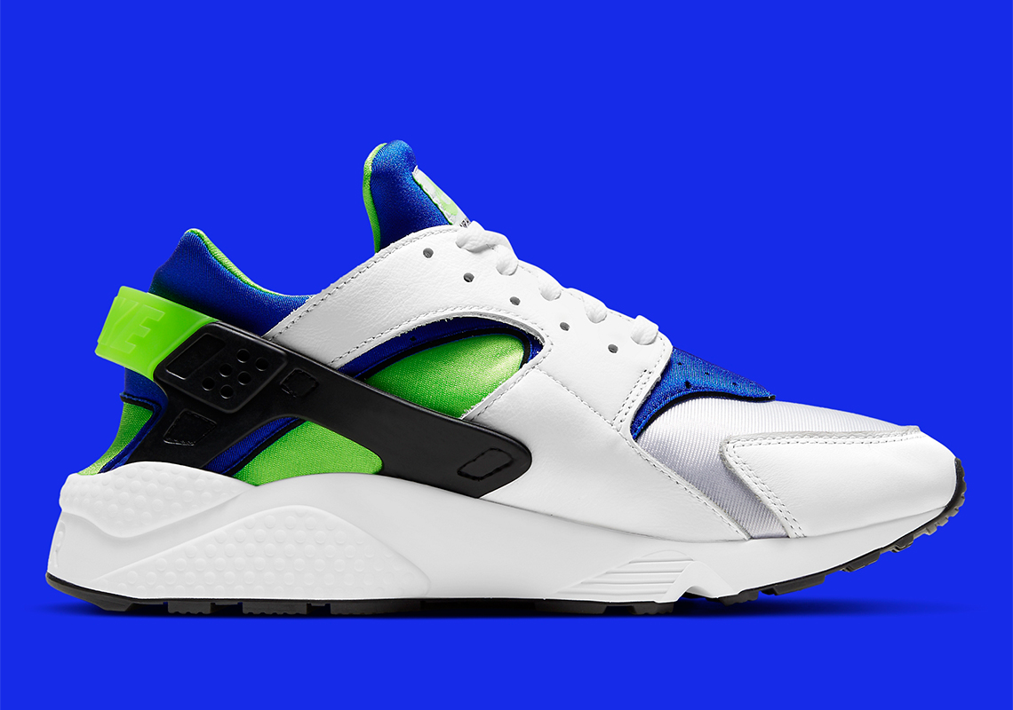 nike huarache green and blue