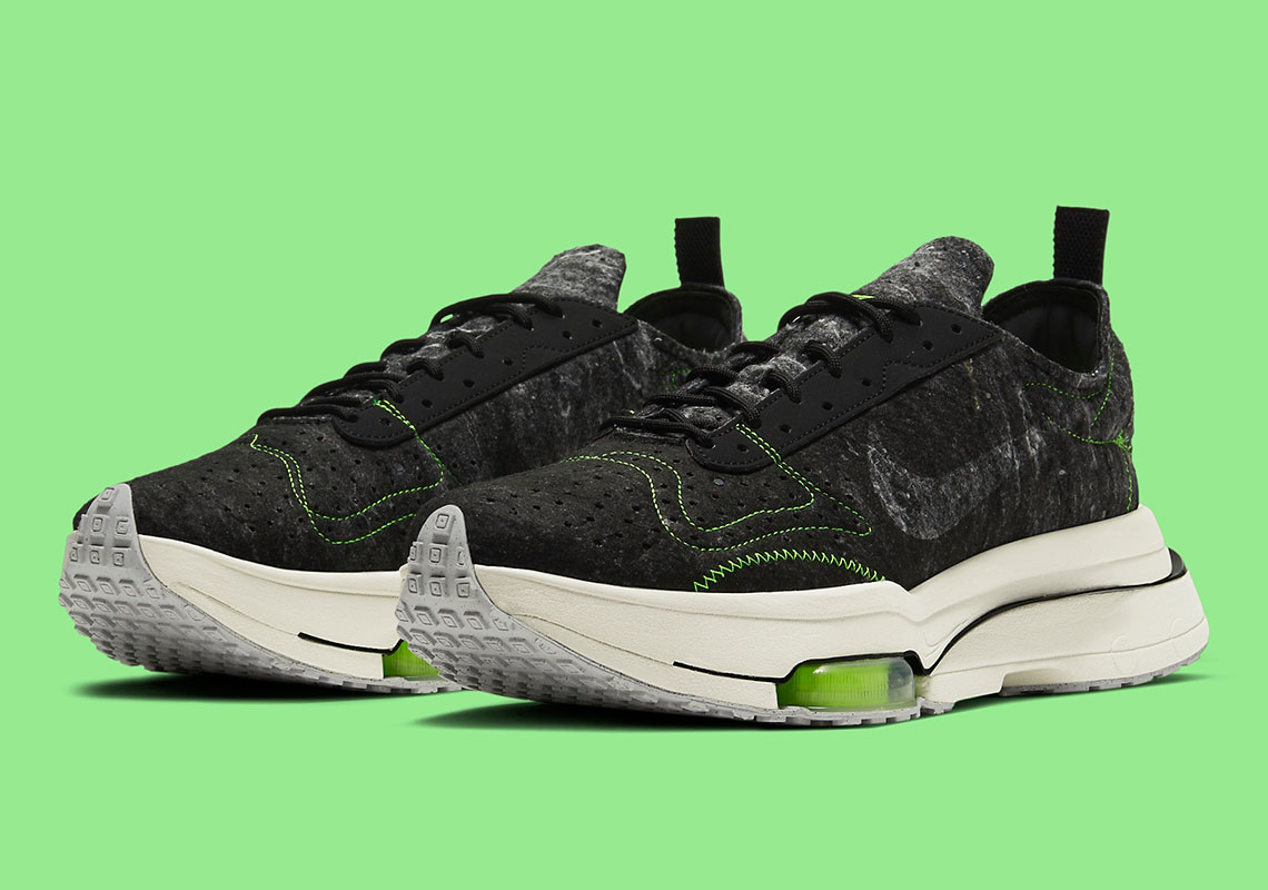 The golden nike Zoom Type Joins The Brand's Sustainability Movements With Recycled Wool Uppers