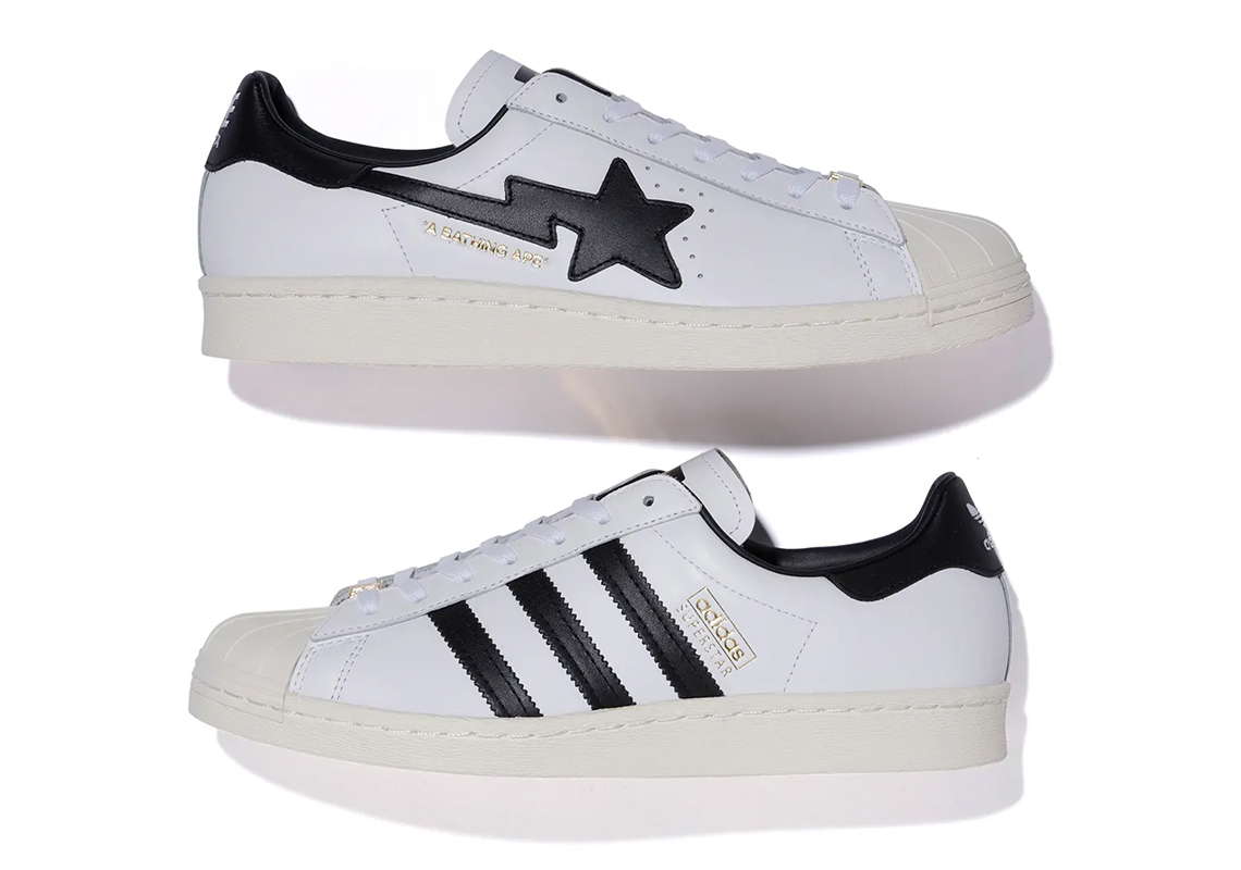 Bape Adidas Superstar 80s White Black 3