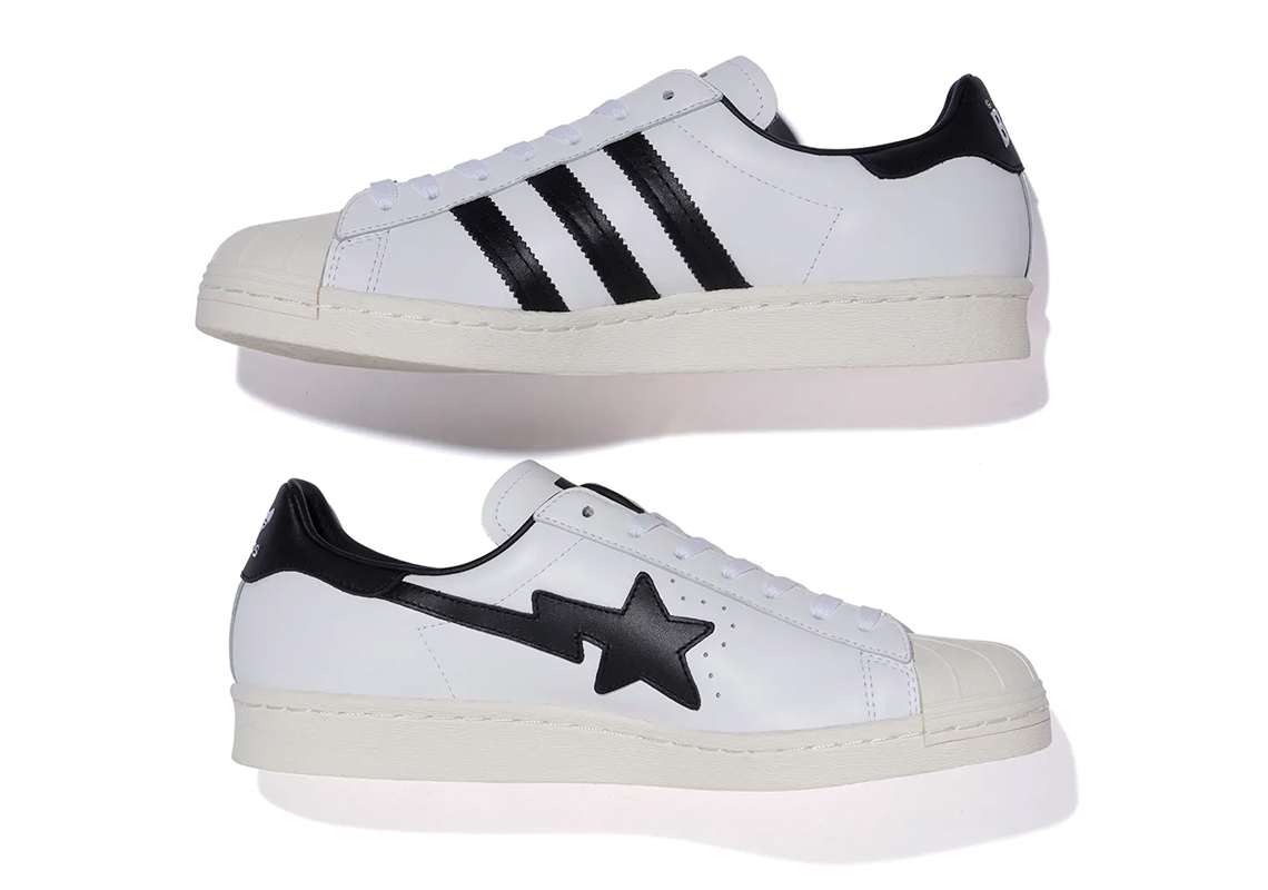 Bape Adidas Superstar 80s White Black 4