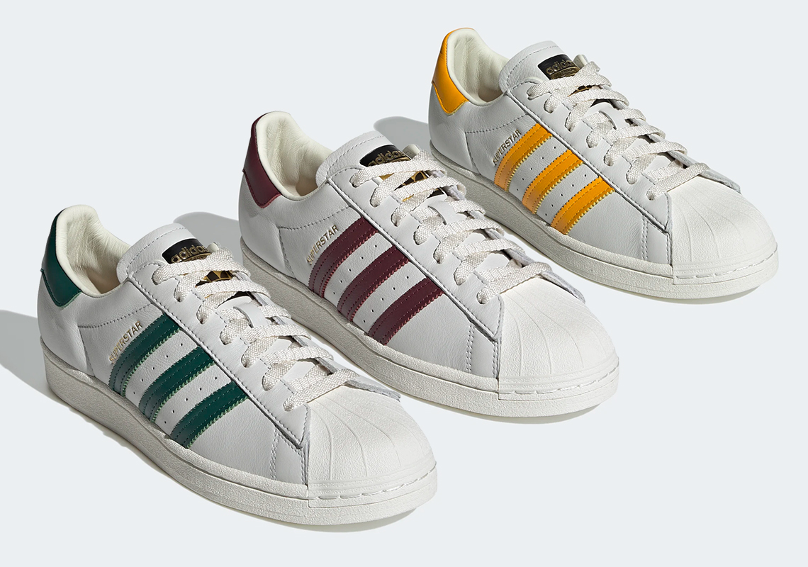 The adidas Superstar Offers Up A Selection Of Colors Against Off White Leather