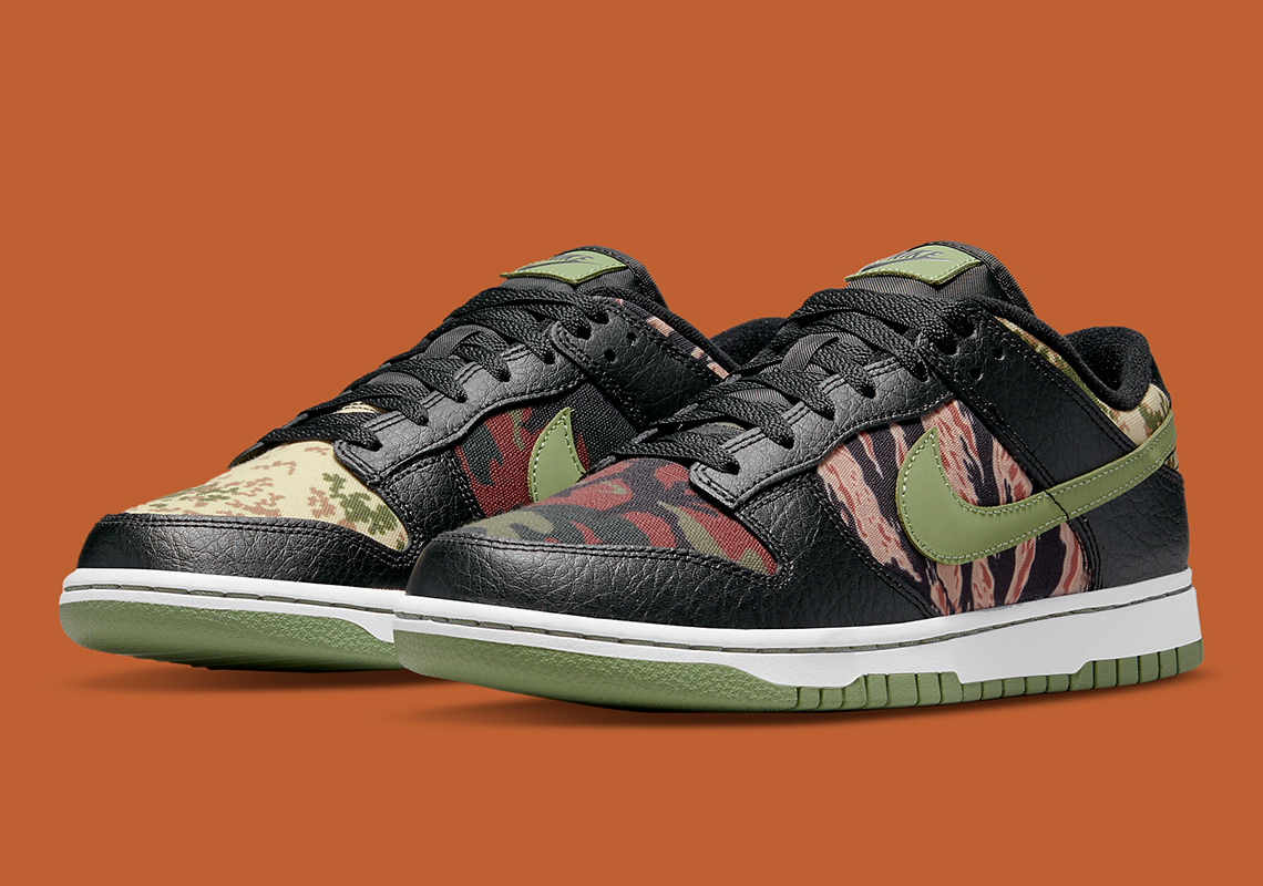 Nike Dunk Low Black Oil Green White 