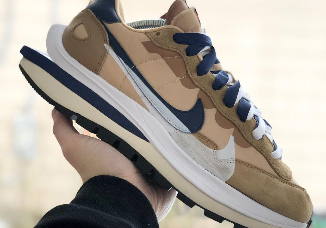 sacai's Nylon-Based Nike VaporWaffle To Release In Tan And Navy Colorway