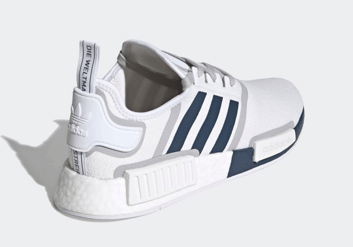 white and navy nmd