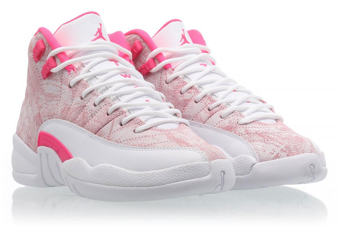 pink and white jordan 12