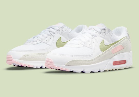 The Soft Pink And Olive Mix Appears On The Nike Air Max 90