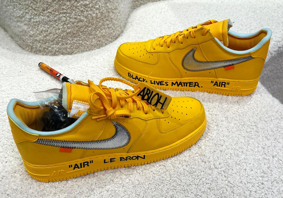 LeBron James Off-White Nike Air Force 1 University Gold